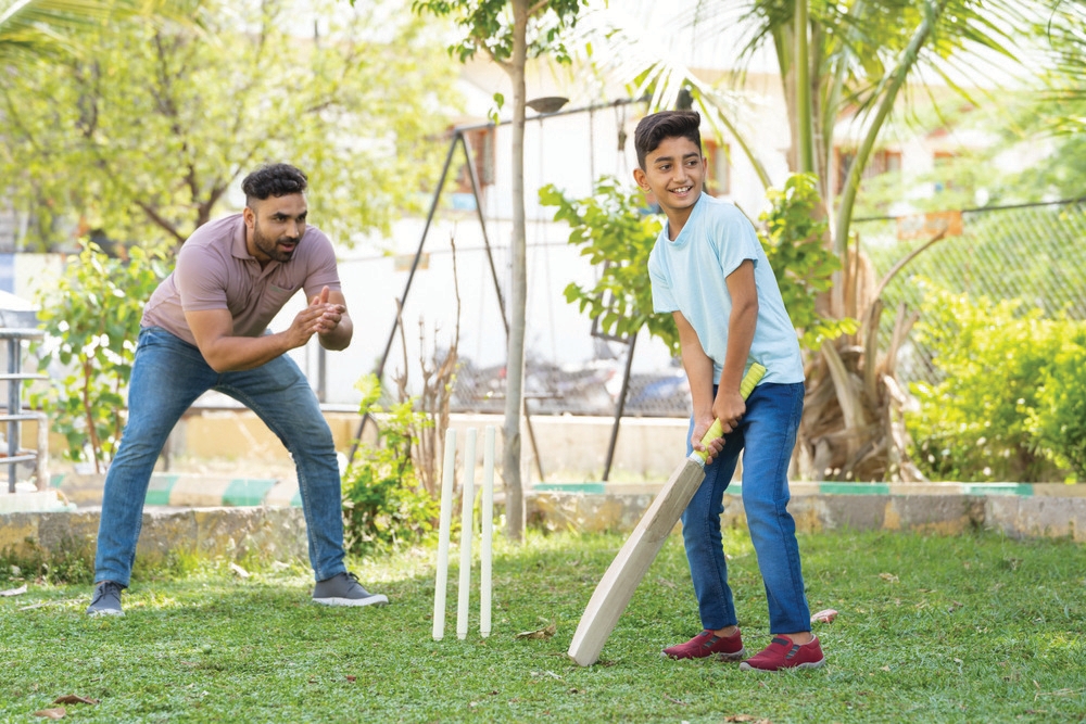 Children playing cricket